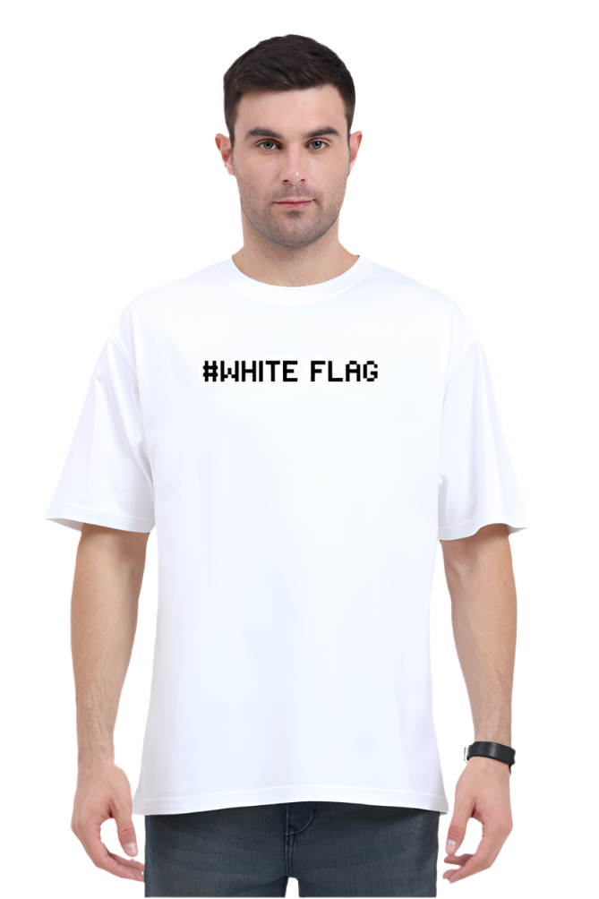 White flag Unisex Oversized Standard T-Shirt- White